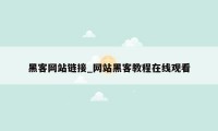 黑客网站链接_网站黑客教程在线观看