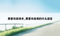 黑客攻击技术_黑客攻击用的什么语言