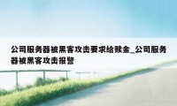 公司服务器被黑客攻击要求给赎金_公司服务器被黑客攻击报警