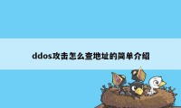 ddos攻击怎么查地址的简单介绍