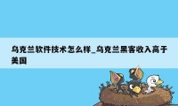 乌克兰软件技术怎么样_乌克兰黑客收入高于美国