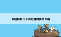 去暗网用什么浏览器的简单介绍