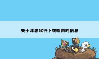 关于洋葱软件下载暗网的信息