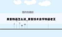 黑客韩语怎么说_黑客技术自学韩语老王