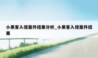 小黑客入侵案件结果分析_小黑客入侵案件结果