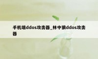 手机端ddos攻击器_林中狼ddos攻击器