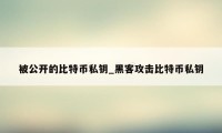 被公开的比特币私钥_黑客攻击比特币私钥