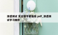 渗透测试 完全初学者指南 pdf_渗透测试学习顺序