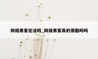 网络黑客犯法吗_网络黑客真的很酷吗吗