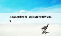 ddos攻击全称_ddos攻击报告2019