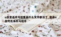 u盘查杀木马后里面什么文件都没了_查杀u盘时出来木马程序