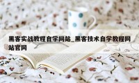 黑客实战教程自学网站_黑客技术自学教程网站官网