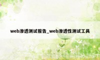 web渗透测试报告_web渗透性测试工具