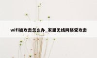 wifi被攻击怎么办_家里无线网络受攻击