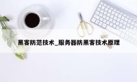 黑客防范技术_服务器防黑客技术原理