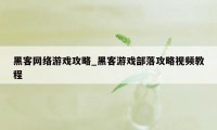 黑客网络游戏攻略_黑客游戏部落攻略视频教程