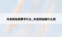 攻击网站需要学什么_攻击网站赚什么钱