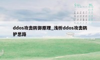 ddos攻击防御原理_浅析ddos攻击防护思路