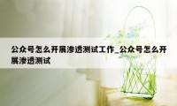 公众号怎么开展渗透测试工作_公众号怎么开展渗透测试