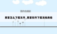 黑客怎么下载文件_黑客软件下载文档表格