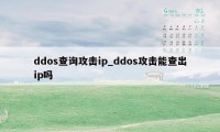 ddos查询攻击ip_ddos攻击能查出ip吗