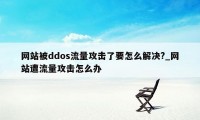 网站被ddos流量攻击了要怎么解决?_网站遭流量攻击怎么办