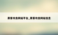 黑客攻击网站平台_黑客攻击网站信息