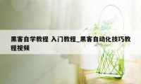 黑客自学教程 入门教程_黑客自动化技巧教程视频