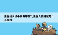 黑客的入侵手段有哪些?_黑客入侵特征是什么原因