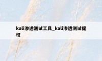 kali渗透测试工具_kali渗透测试提权