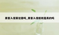 黑客入侵算犯罪吗_黑客入侵航班是真的吗