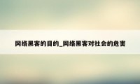 网络黑客的目的_网络黑客对社会的危害