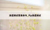 渗透测试常用命令_ftp渗透测试