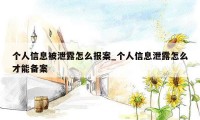 个人信息被泄露怎么报案_个人信息泄露怎么才能备案