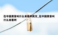 在中国黑客叫什么来着啊英文_在中国黑客叫什么来着啊