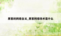 黑客的网络含义_黑客网络技术是什么