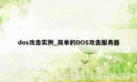 dos攻击实例_简单的DOS攻击服务器