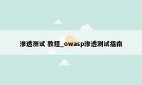 渗透测试 教程_owasp渗透测试指南