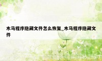 木马程序隐藏文件怎么恢复_木马程序隐藏文件