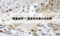 “黑客软件”_黑客软件是什么东西