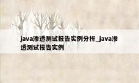 java渗透测试报告实例分析_java渗透测试报告实例