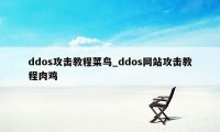 ddos攻击教程菜鸟_ddos网站攻击教程肉鸡