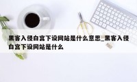 黑客入侵白宫下设网站是什么意思_黑客入侵白宫下设网站是什么