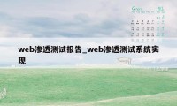 web渗透测试报告_web渗透测试系统实现