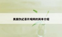 美国伪纪录片暗网的简单介绍