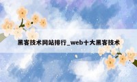 黑客技术网站排行_web十大黑客技术