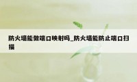 防火墙能做端口映射吗_防火墙能防止端口扫描