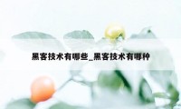 黑客技术有哪些_黑客技术有哪种