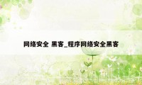 网络安全 黑客_程序网络安全黑客