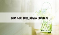 网站入侵 教程_网站入侵的攻击